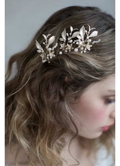 Dainty Blossom and Crystal Hairpin - This flexible hair pin is blossoming with Swarovski